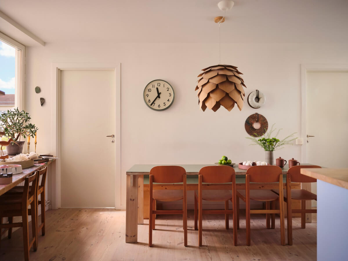 A Bright Family Apartment in a 1950s School Building 10 kitchen dining table