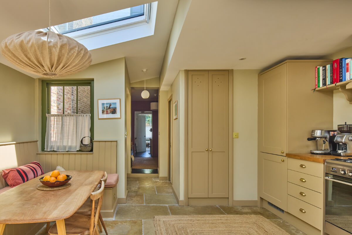 A 19th Century London Cottage with a Stunning Kitchen Extension 11 kitchen extension flagstone floor