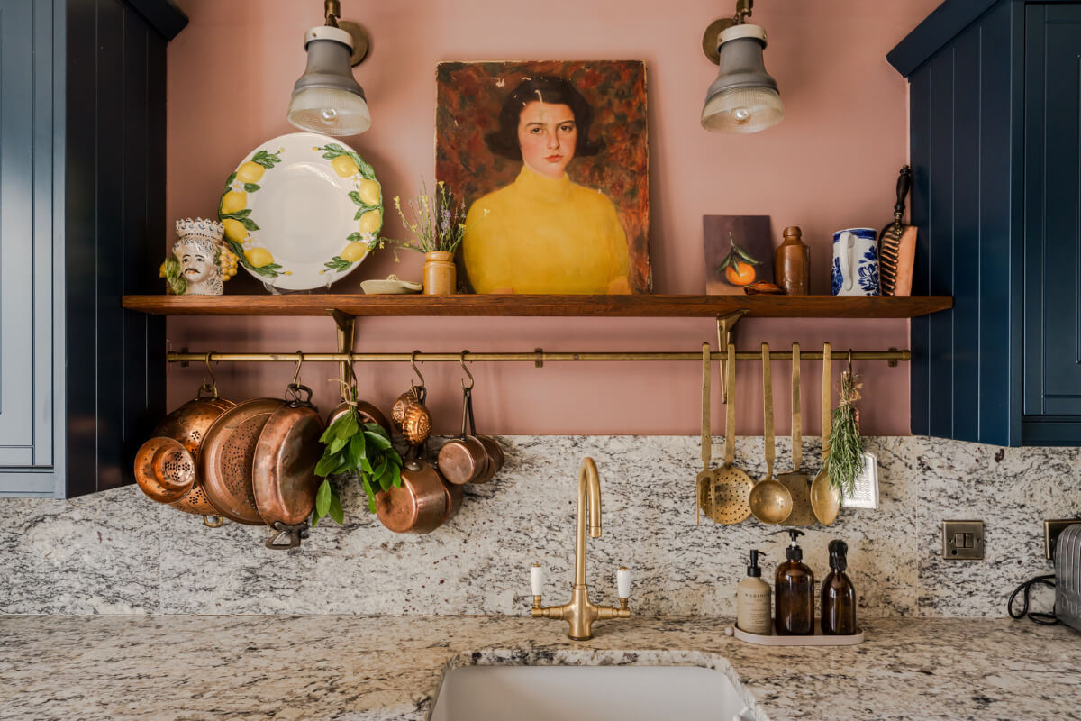 A Victorian Home with a Rich Color Palette and a Beautiful Garden 7 kitchen shelf detail