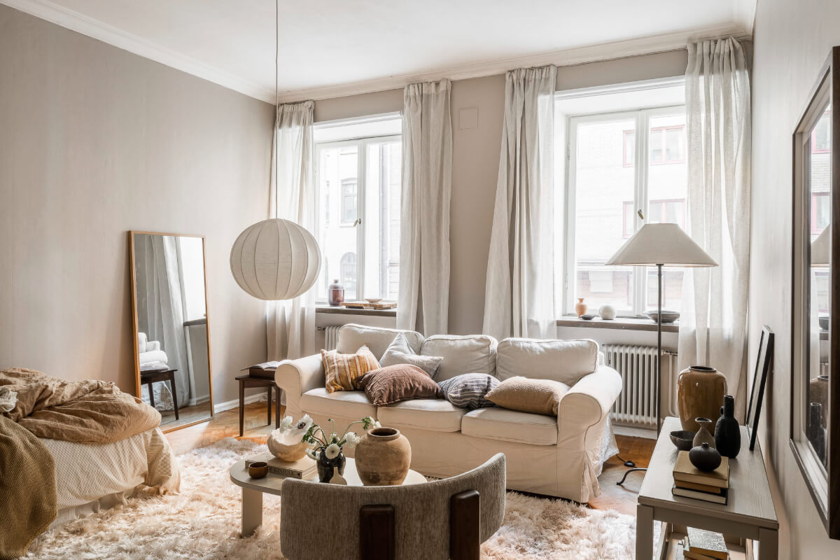 layered studio apartment