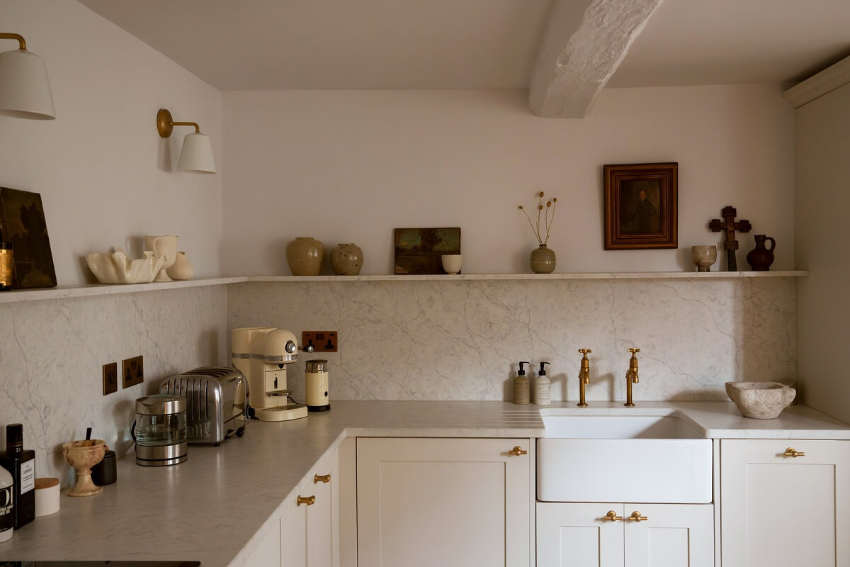 light corner kitchen butler sink brass fittings shelf