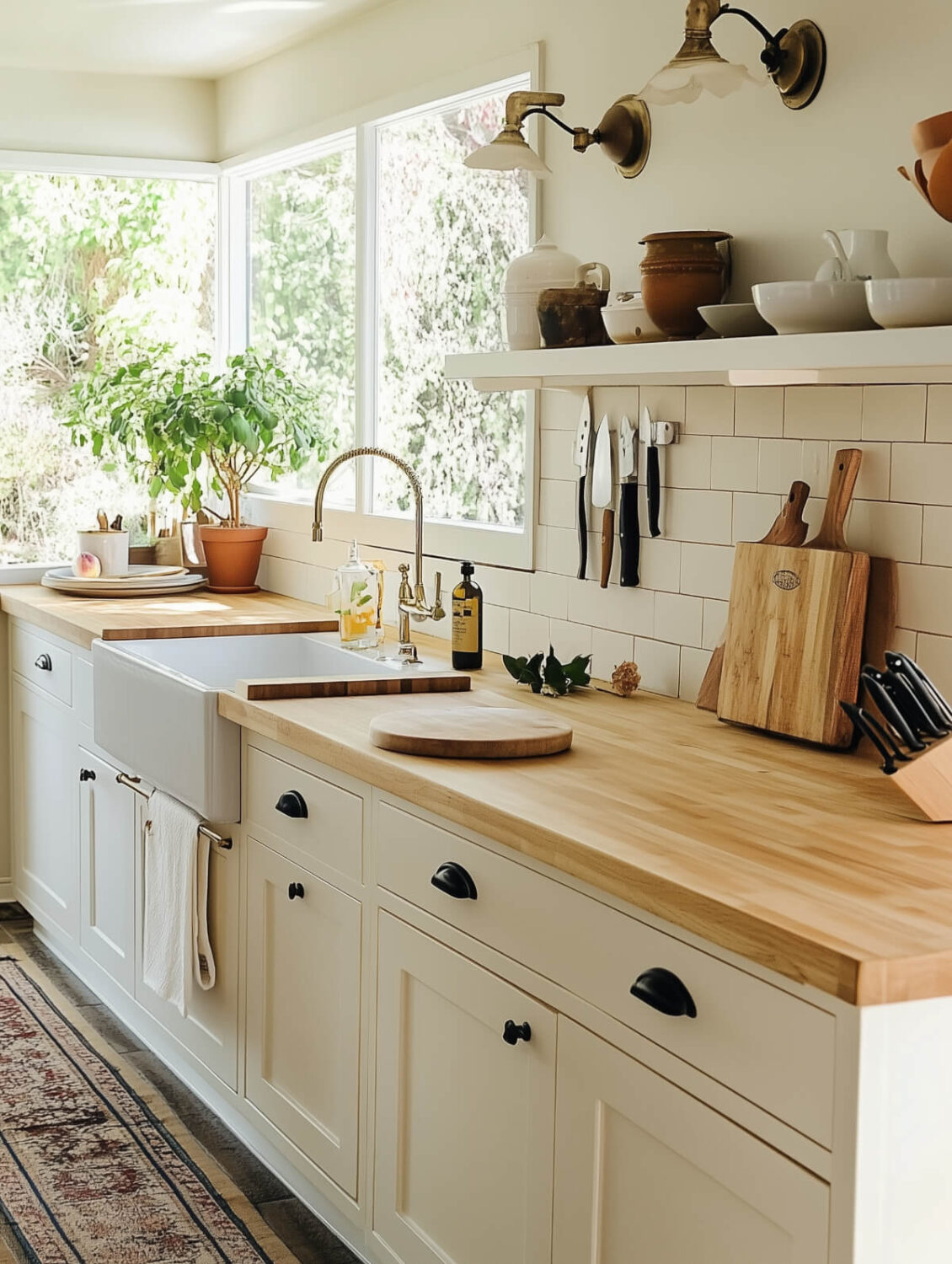 The Pros and Cons of a Wooden Kitchen Countertop 22 light farmhouse style kitchen with beech worktop nordroom The Pros and Cons of a Wooden Kitchen Countertop
