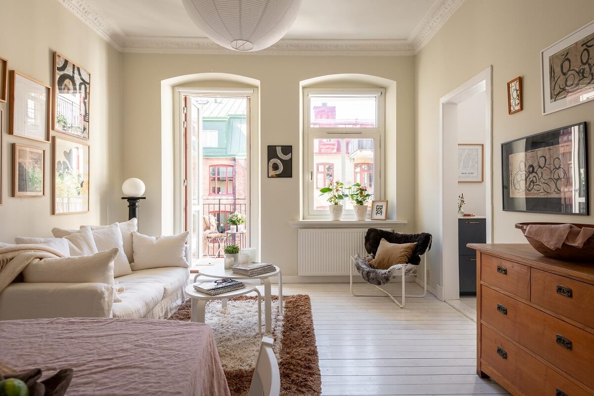 Warm, Neutral Colors in a Lovely Swedish Apartment 3 light nordic living room beige walls nordroom