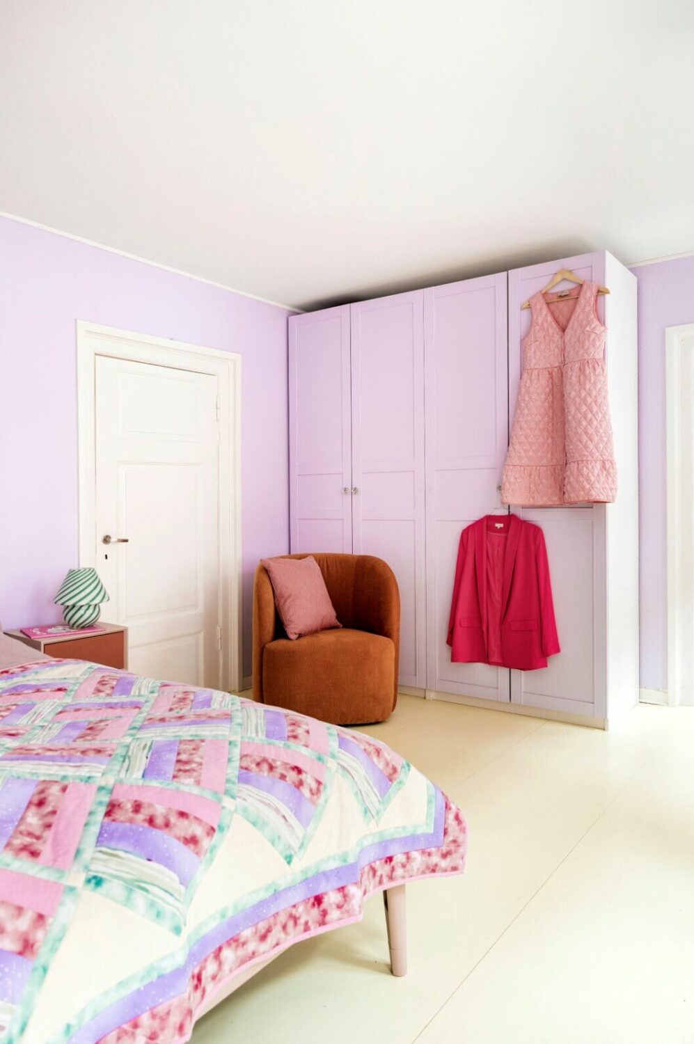 These Colorful Scandinavian Interiors Will Wow You 9 lilac-bedroom-colorful-scandinavian-interiors-nordroom