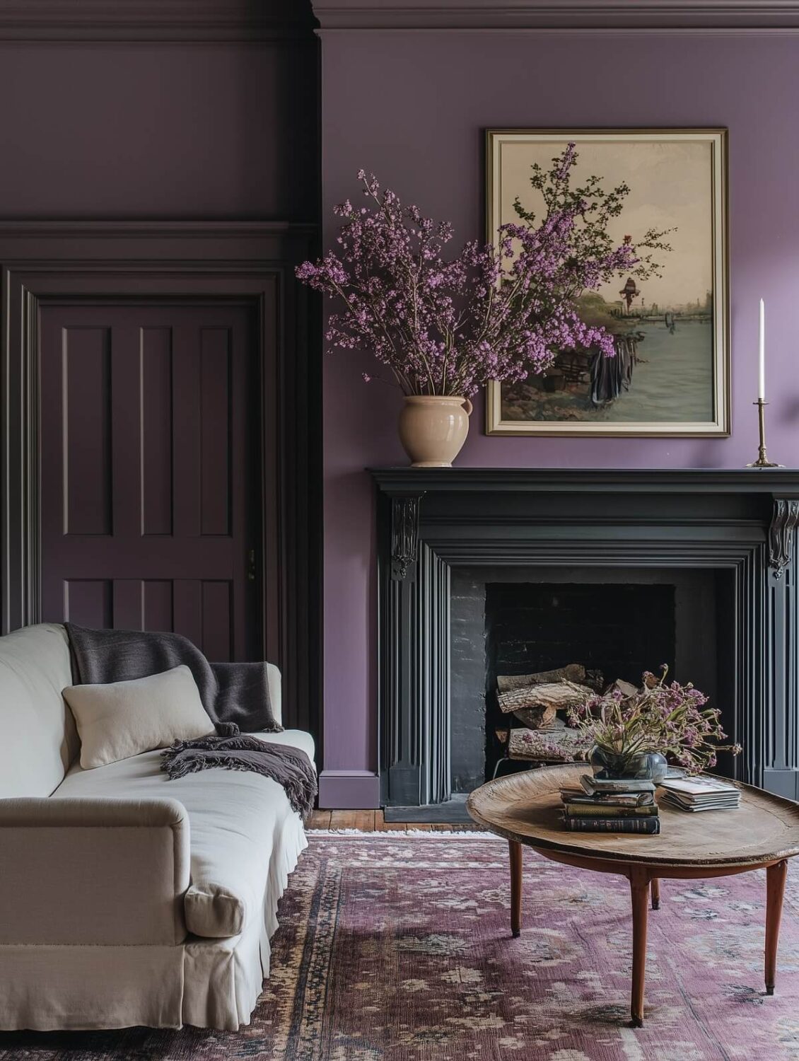 Benjamin Moore Color of the Year 2025: Cinnamon Slate 28 living room black fireplace benjamin moore cinnamon slate nordroom Benjamin Moore Color of the Year 2025: Cinnamon Slate