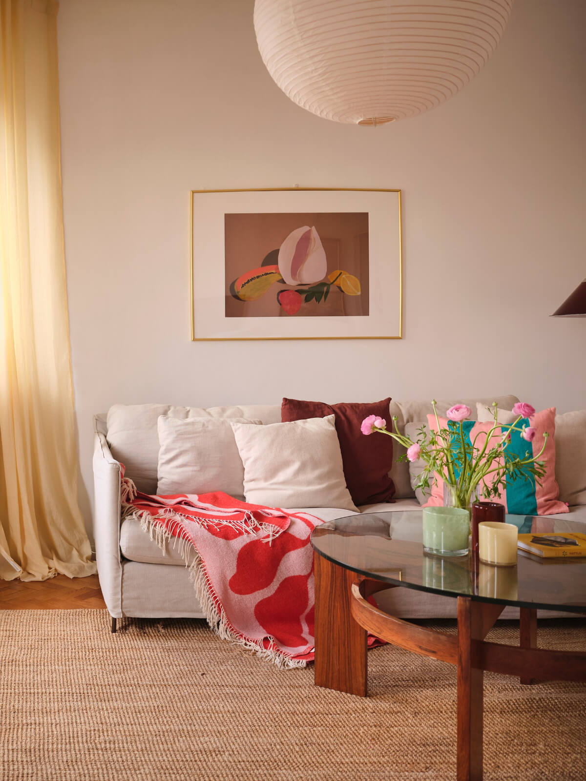 A Light Corner Apartment with Yellow Color Accents