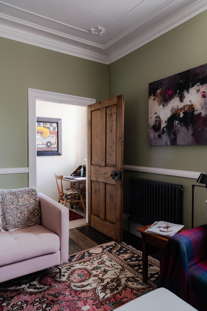 A Georgian English House Restored To Its Former Glory 14 living room gray-green walls