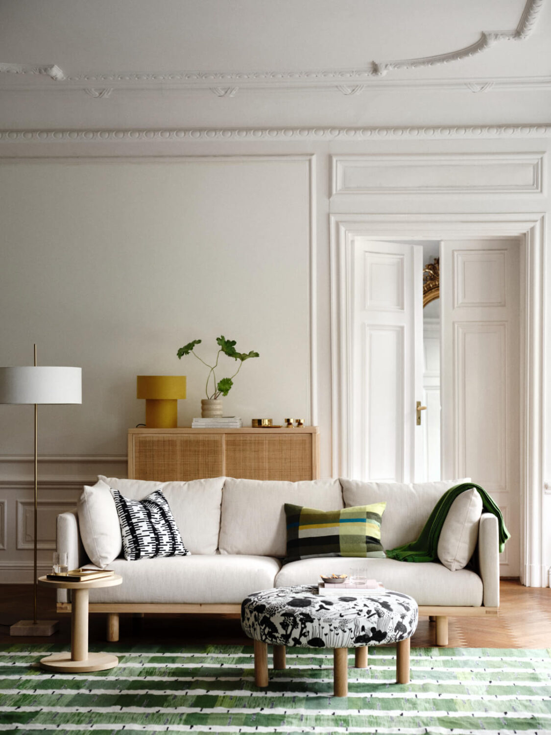 IKEA STOCKHOLM 2025 Collection: Classic Designs Made Of Natural Materials 18 living room light sofa green rug ikea stockholm 2025 nordroom IKEA STOCKHOLM 2025 Collection: Classic Designs Made Of Natural Materials