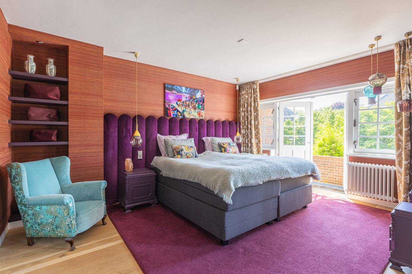 The Color Trends for 2025: Warm, Natural Shades and a Cheerful Accent 56 master bedroom purple rug and headboard