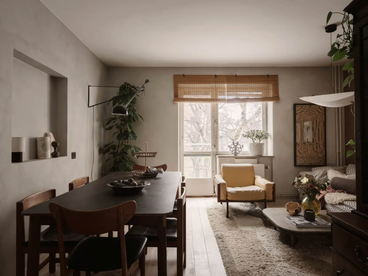 modern living room plaster gray walls