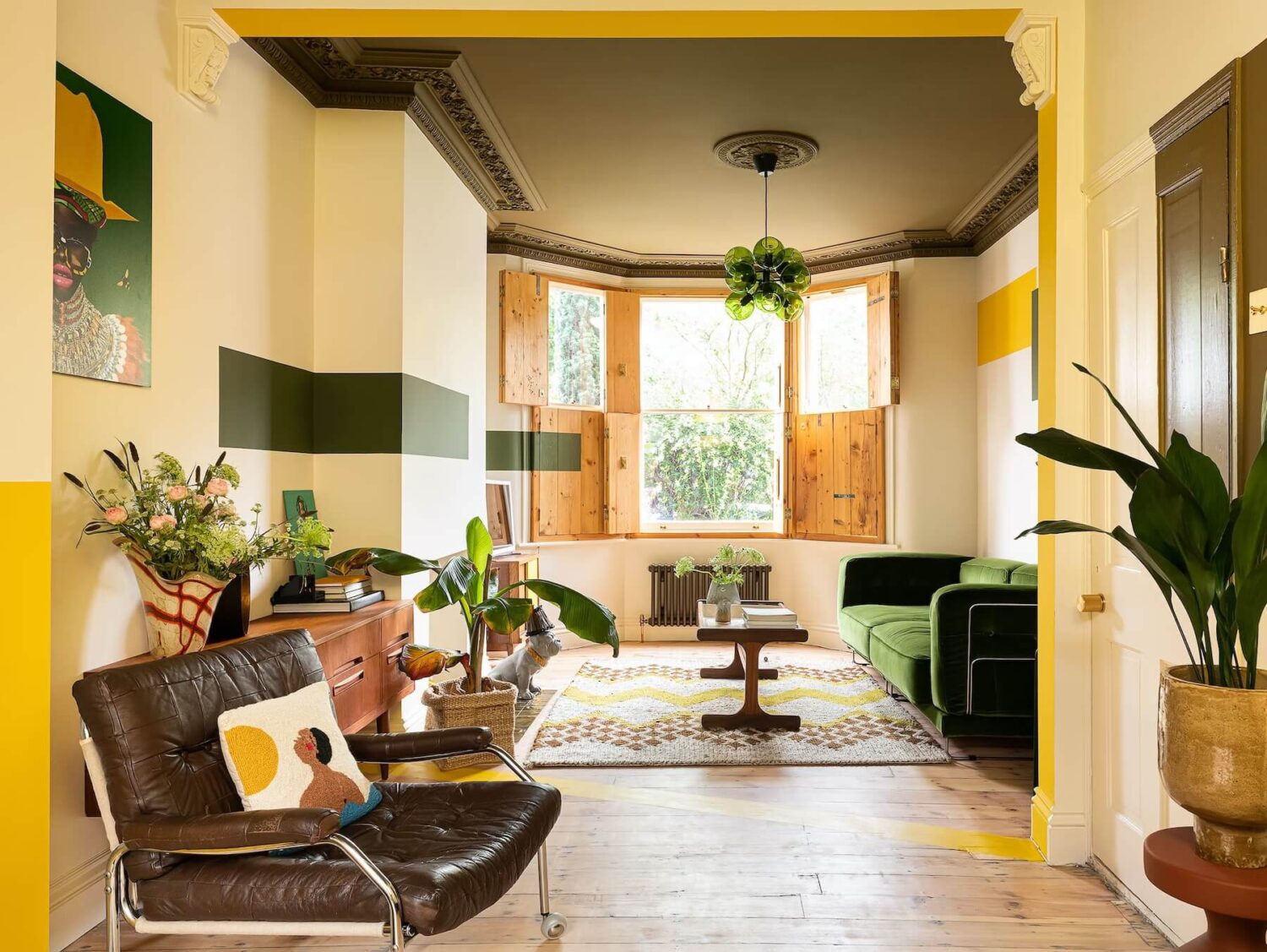 2026 Color of the Year Prediction (with Color Palettes) 27 olive-green-ceiling-living-room-color-blocked-walls-nordroom