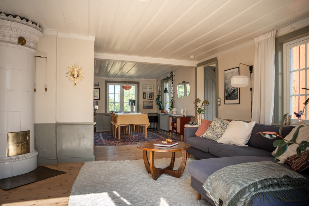 open plan living and dining room
