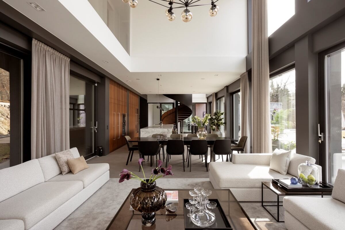 A Luxurious Architect-Designed Villa in Sweden 1 open plan living space modern scandinavian villa