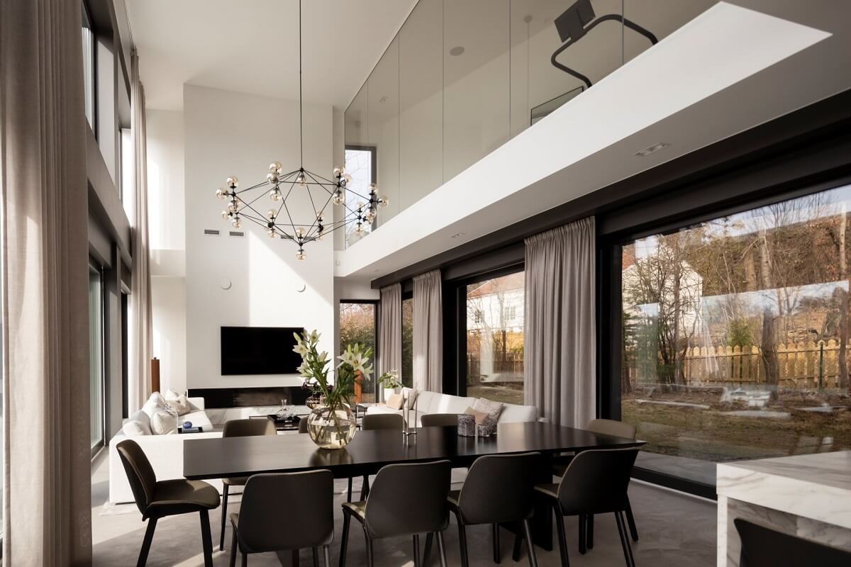 A Luxurious Architect-Designed Villa in Sweden 5 open plan living space with double height ceiling