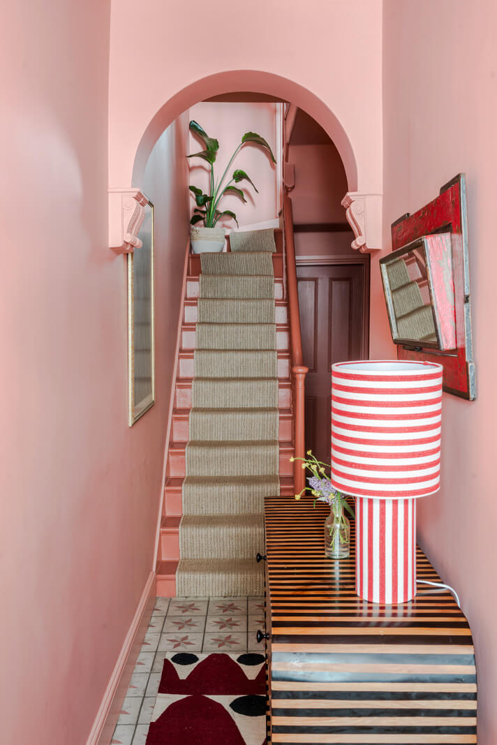 A Victorian Home with a Rich Color Palette and a Beautiful Garden 12 pink hall bert and may floor tiles