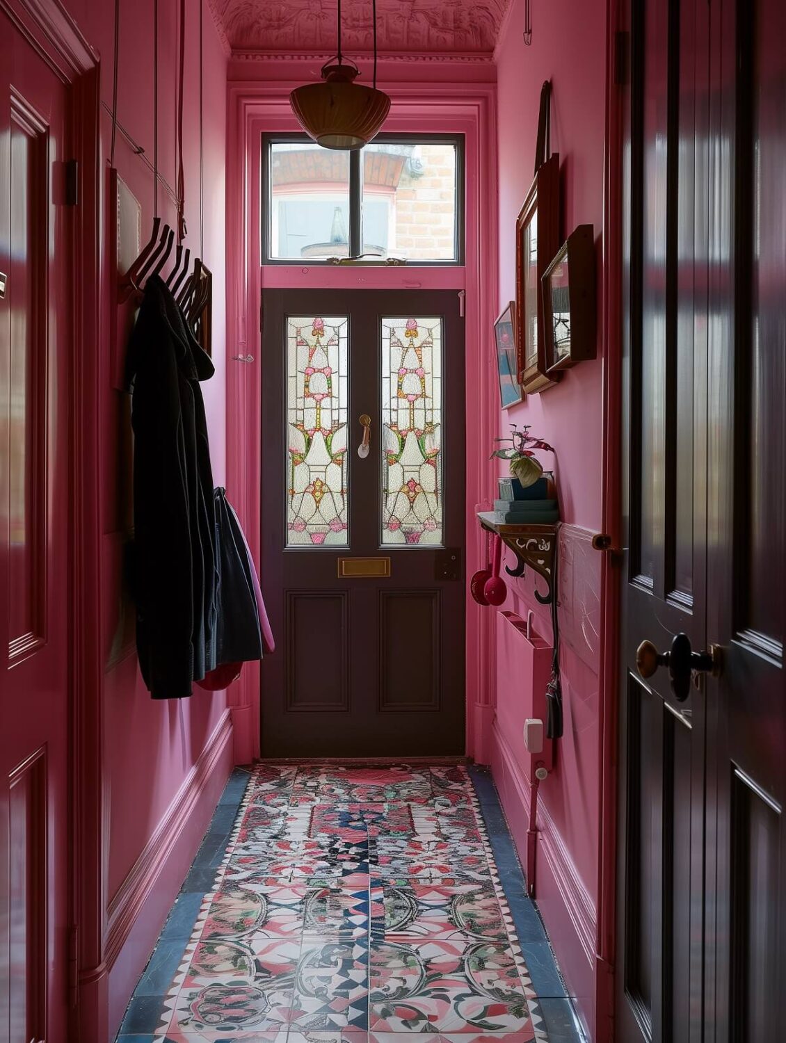 Stylish Small Entryway Ideas with Smart Storage Solutions 12 pink hallway in victorian house and colorful floor tiles nordroom