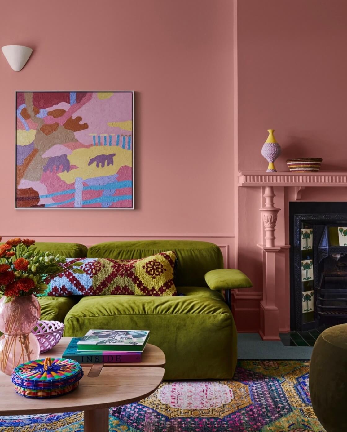 Dulux Color Forecast 2024: Bold and Positive Colors 20 pink living room green sofa dulux color trends nordroom