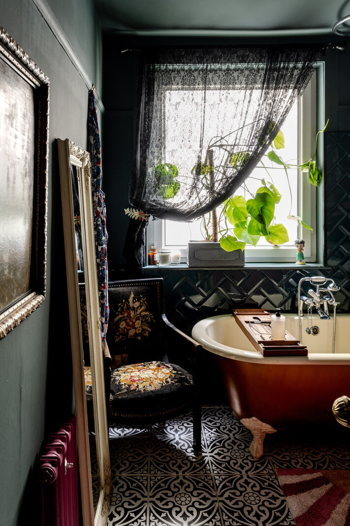 Behr Color of the Year 2026: Hidden Gem 18 rich-boho-bathroom-freestanding-bath-nordroom