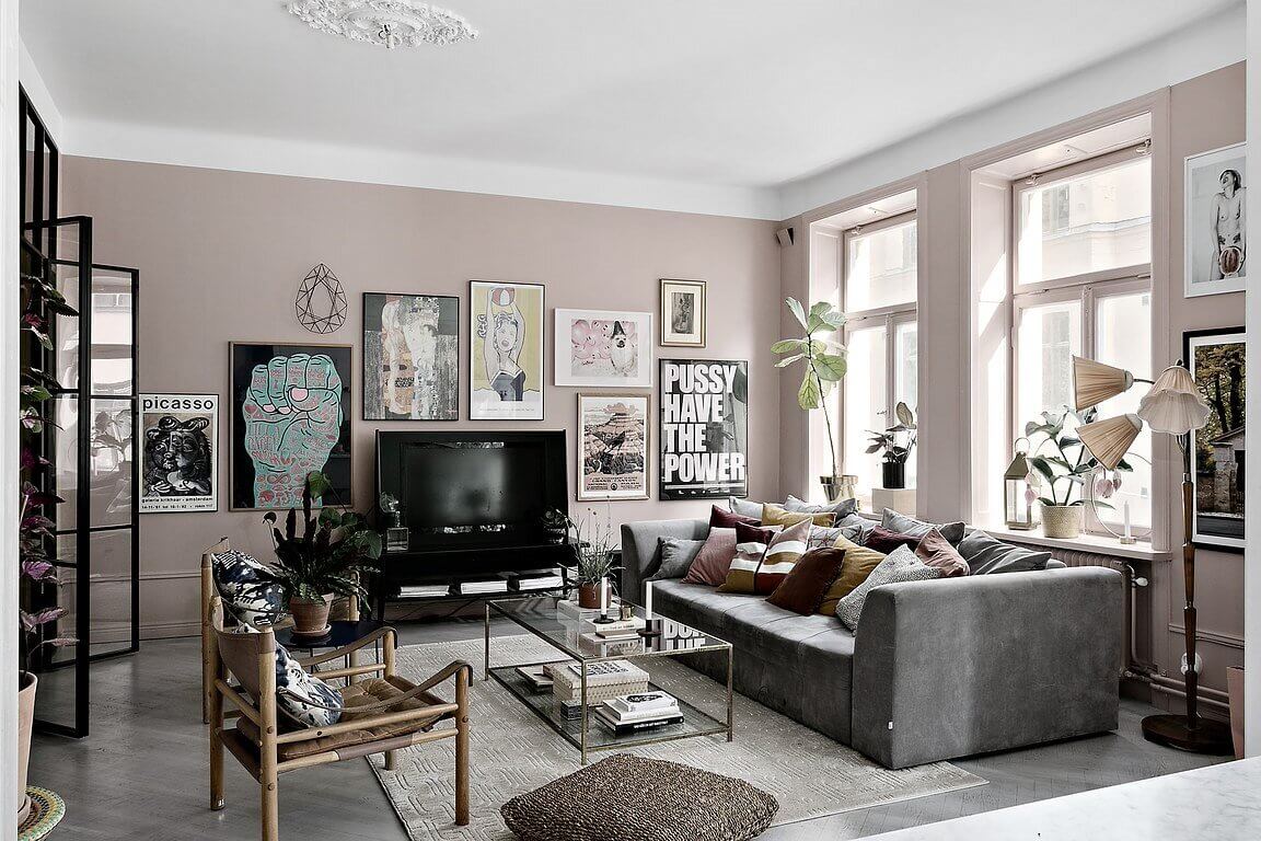 A Scandinavian Apartment in Muted Pink & Grey Tones