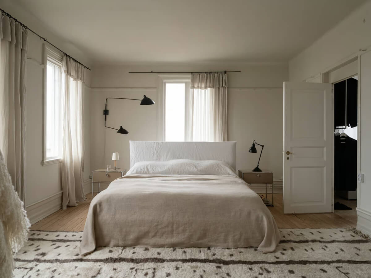 serene bedroom large rug