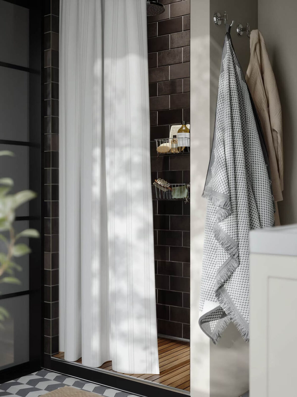 Moody, not Gloomy! Beautiful Dark Small Bathrooms 6 shower with black tiles nordroom
