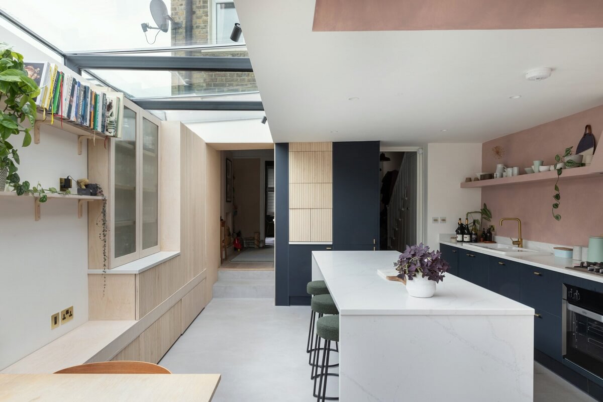 A London Family Home with a Light Modern Extension 4 skylight modern kitchen extension island nordroom