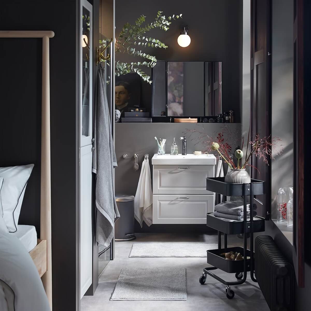 Moody, not Gloomy! Beautiful Dark Small Bathrooms 15 small gray bathroom ikea nordroom