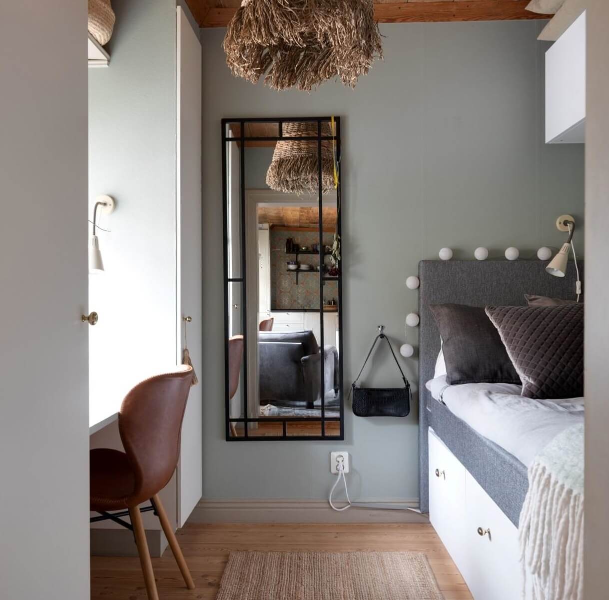 small gray bedroom desk