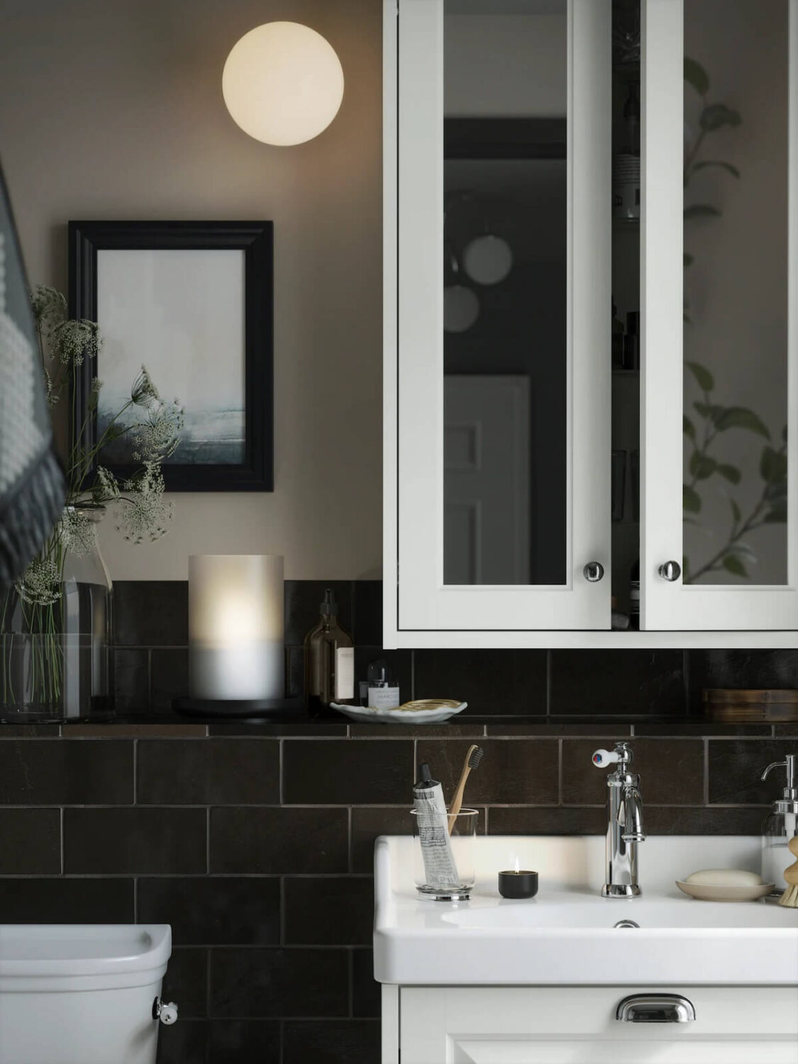 Moody, not Gloomy! Beautiful Dark Small Bathrooms 5 small ikea bathroom black tiles nordroom
