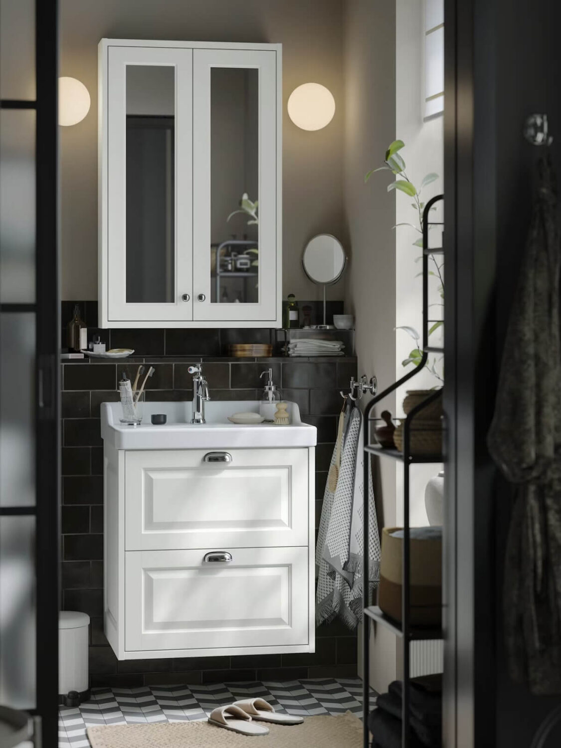 Moody, not Gloomy! Beautiful Dark Small Bathrooms 4 small ikea bathroom with black tiles nordroom