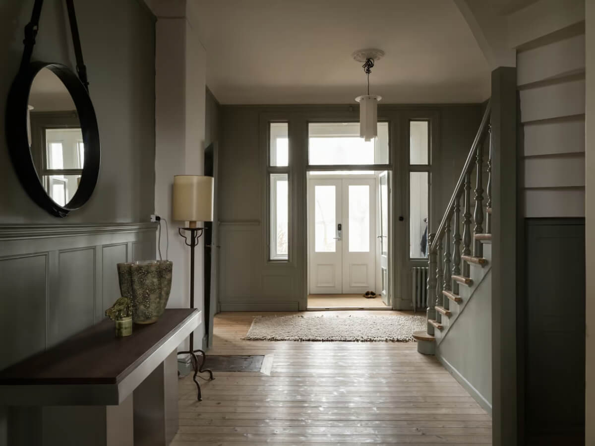spacious gray hallway