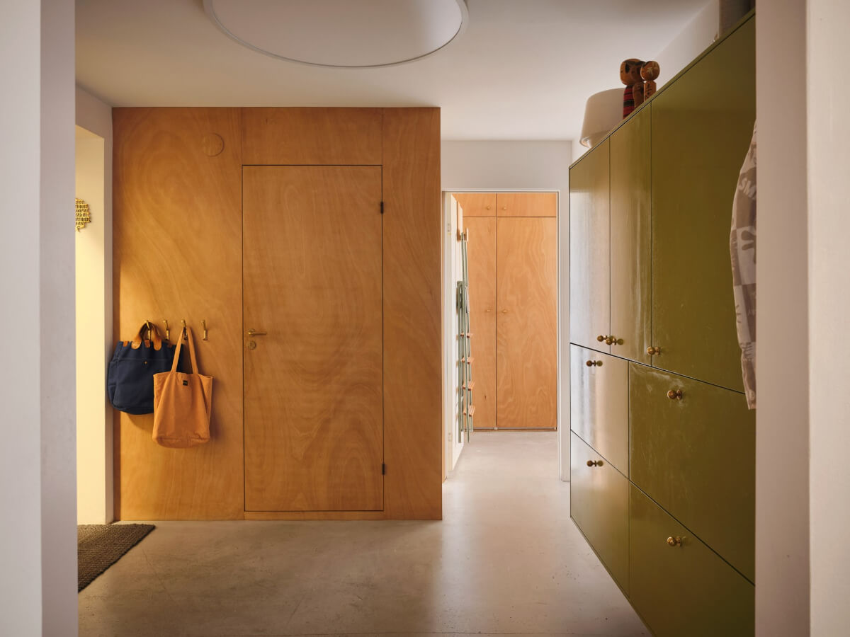 A Bright Family Apartment in a 1950s School Building 26 spacious hall built-in cabinets and wardrobes