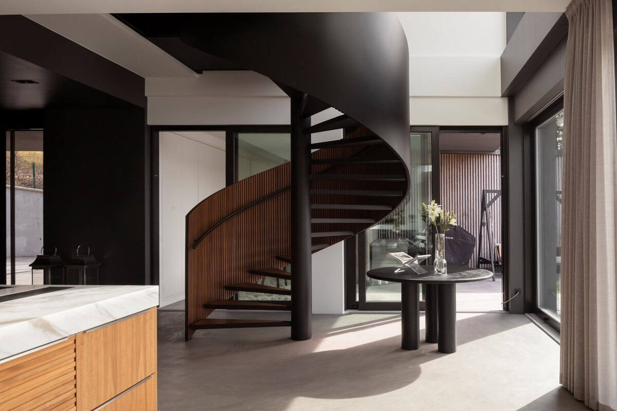 A Luxurious Architect-Designed Villa in Sweden 11 spiral staircase