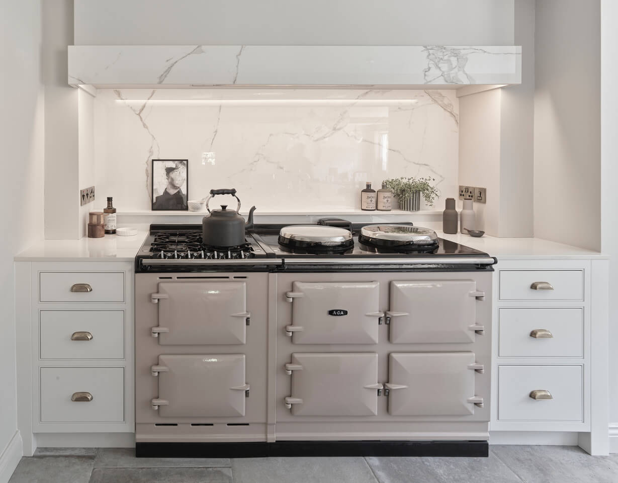 A Stylish West Yorkshire Cottage Kitchen with a Blush Pink AGA 8 c