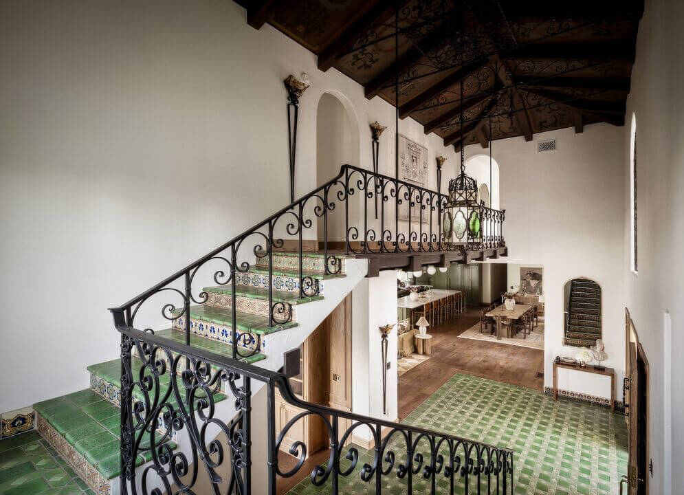A Reimagined Spanish Colonial Revival Estate in Los Angeles 9 tiled staircase