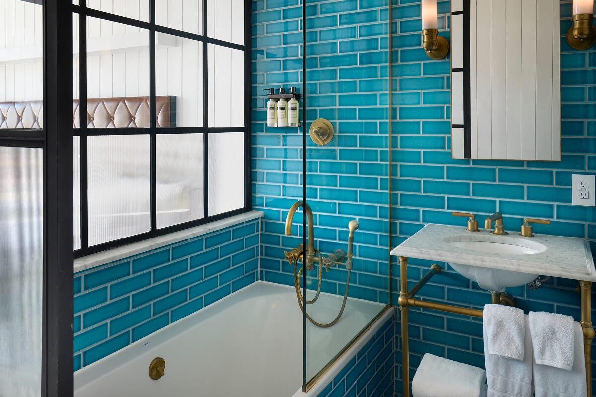 40+ Colorful Bathrooms That Will Spruce Up Your Home 45 vibrant blue bathroom williamsburg hotel