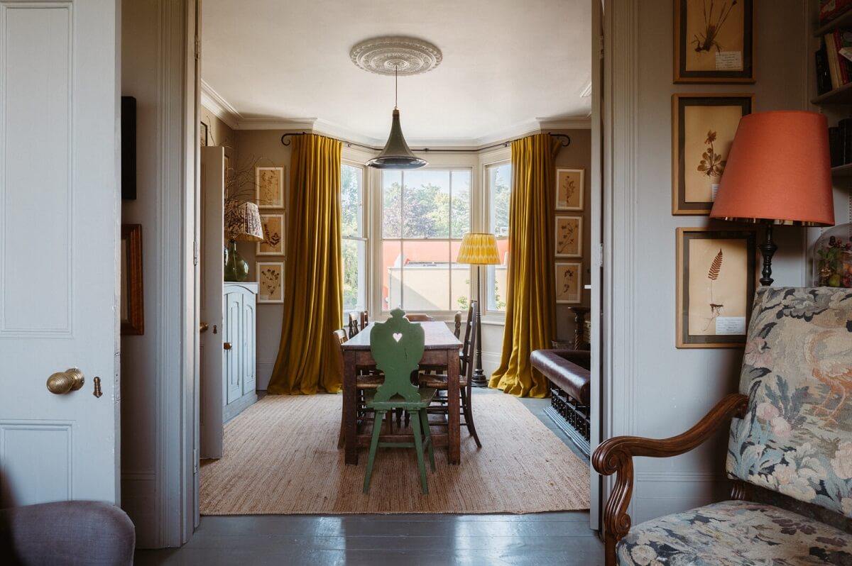 A Cozy Victorian House with Warm Color Accents 4 view-into-dining-room-ordroom