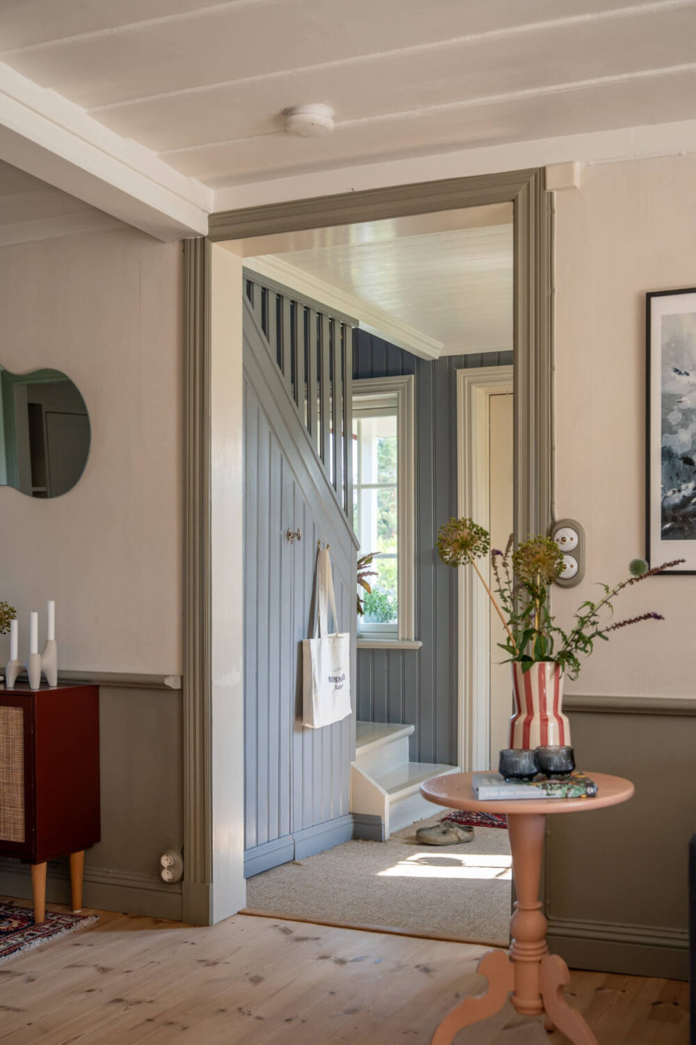 A Charming Historic Country House North of Stockholm 26 view into hall with staircase