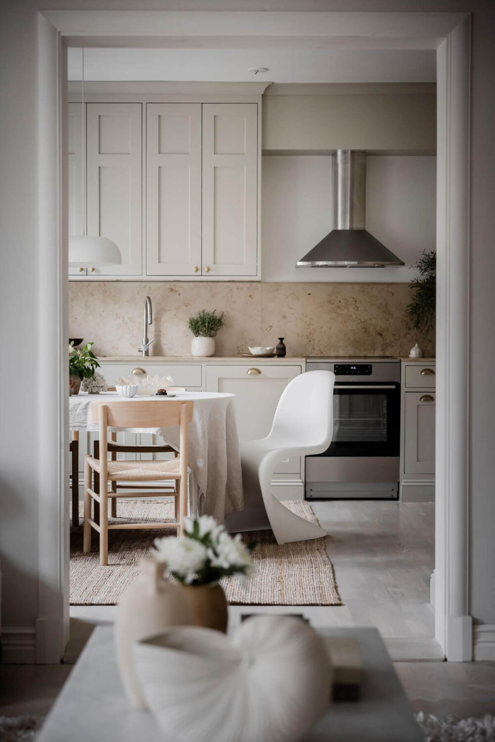 A Light Corner Apartment with an Open Flowing Floor Plan 12 view into kitchen