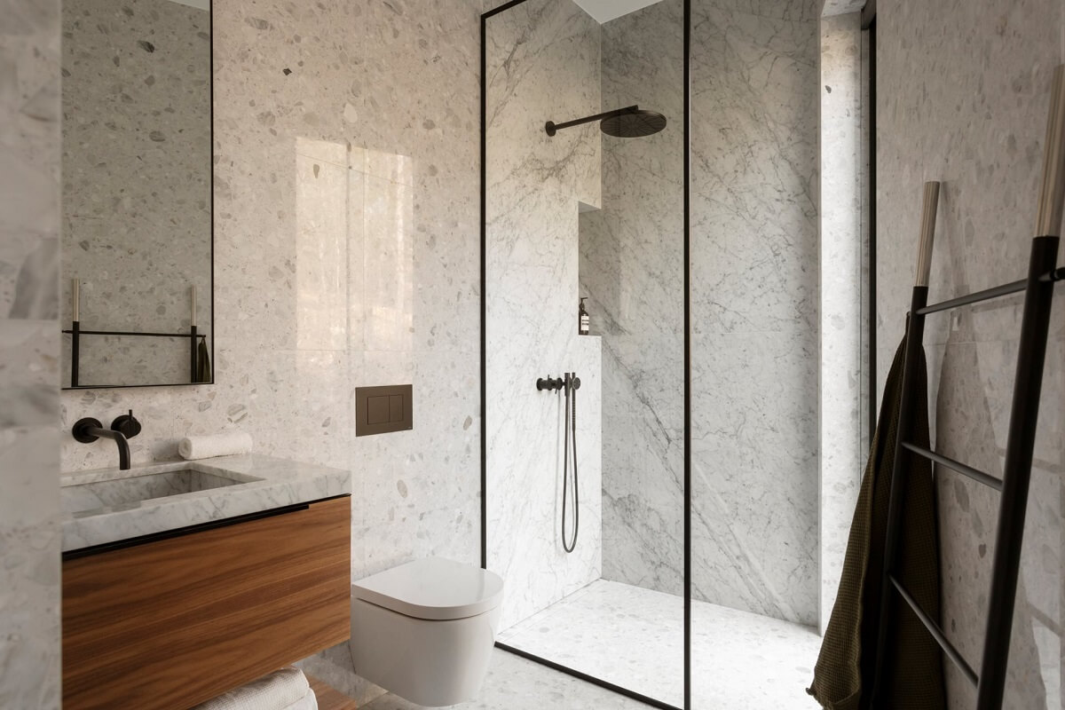 A Luxurious Architect-Designed Villa in Sweden 23 walk in shower modern bathroom