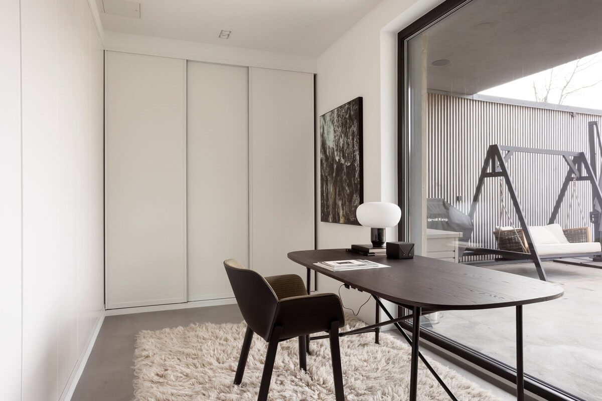 A Luxurious Architect-Designed Villa in Sweden 25 white home office with black desk