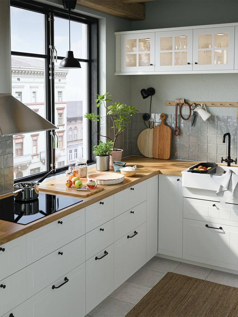 The Pros and Cons of a Wooden Kitchen Countertop 16 white ikea kitchen withw wooden worktop nordroom