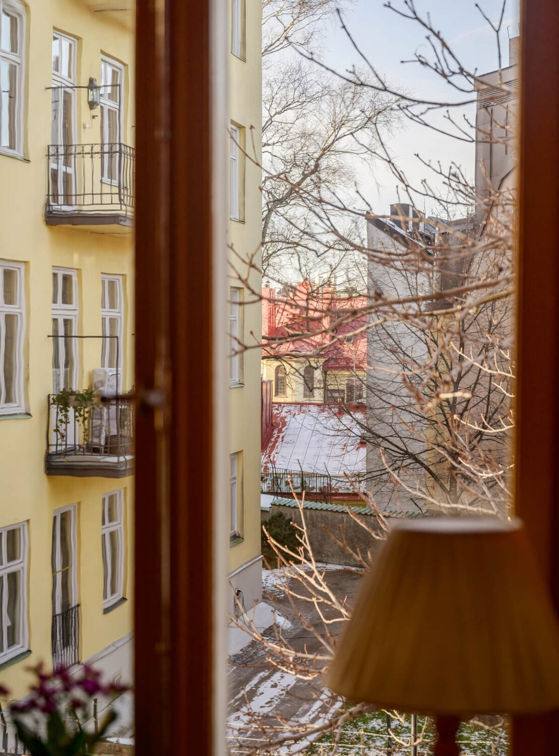 A Pink Living Room in a Light-Filled Stockholm Apartment 13 window view