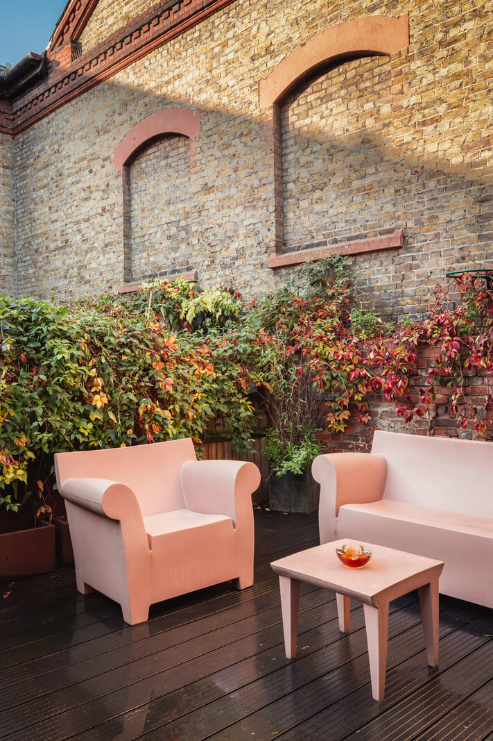 Rustic Wooden Elements in a Historic English House 22 wooden seating area garden