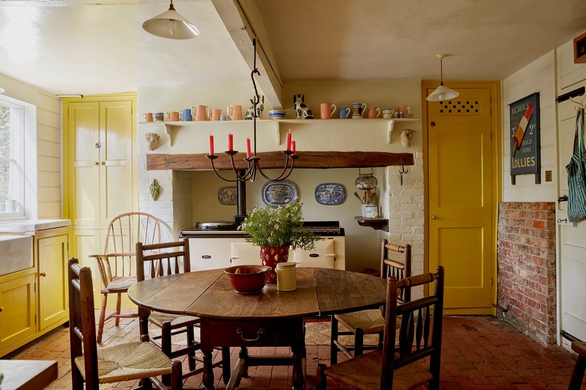 Yellow Kitchen Design Ideas (with Paint Colors) 7 yellow cottage kitchen round table