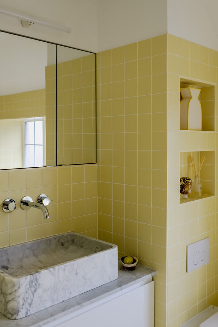 2026 Color of the Year Prediction (with Color Palettes) 26 yellow tiles with storage niches bathroom nordroom
