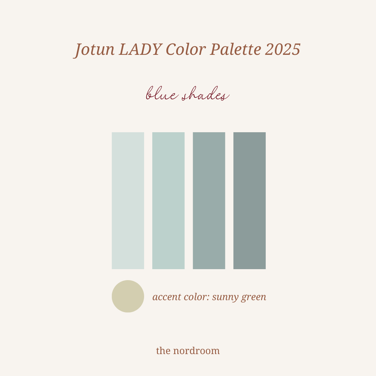 The Color Trends for 2025: Warm, Natural Shades and a Cheerful Accent 25 jotun lady color palette 2025 blue shades nordroom