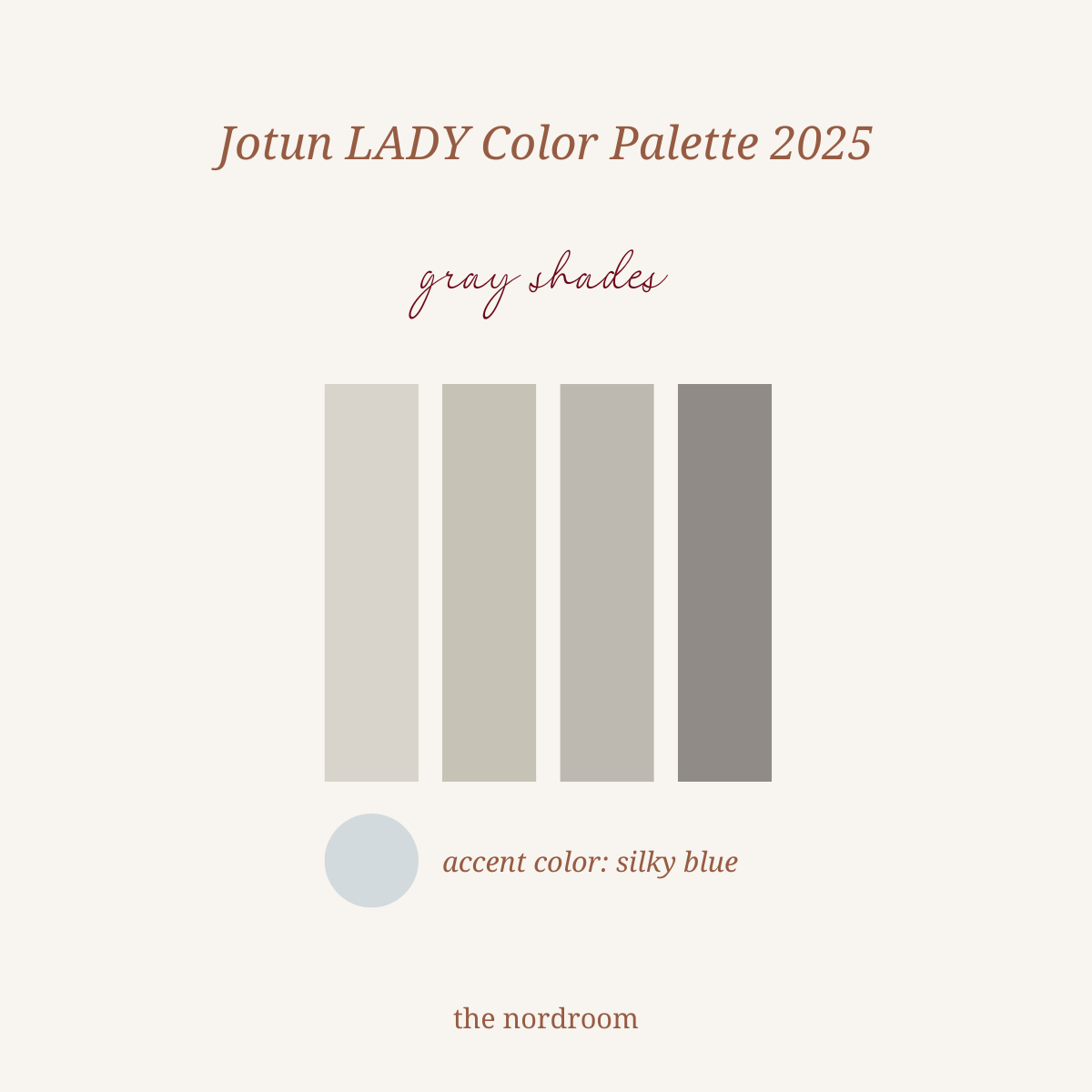 The Color Trends for 2025: Warm, Natural Shades and a Cheerful Accent 27 jotun lady color palette 2025 gray shades nordroom