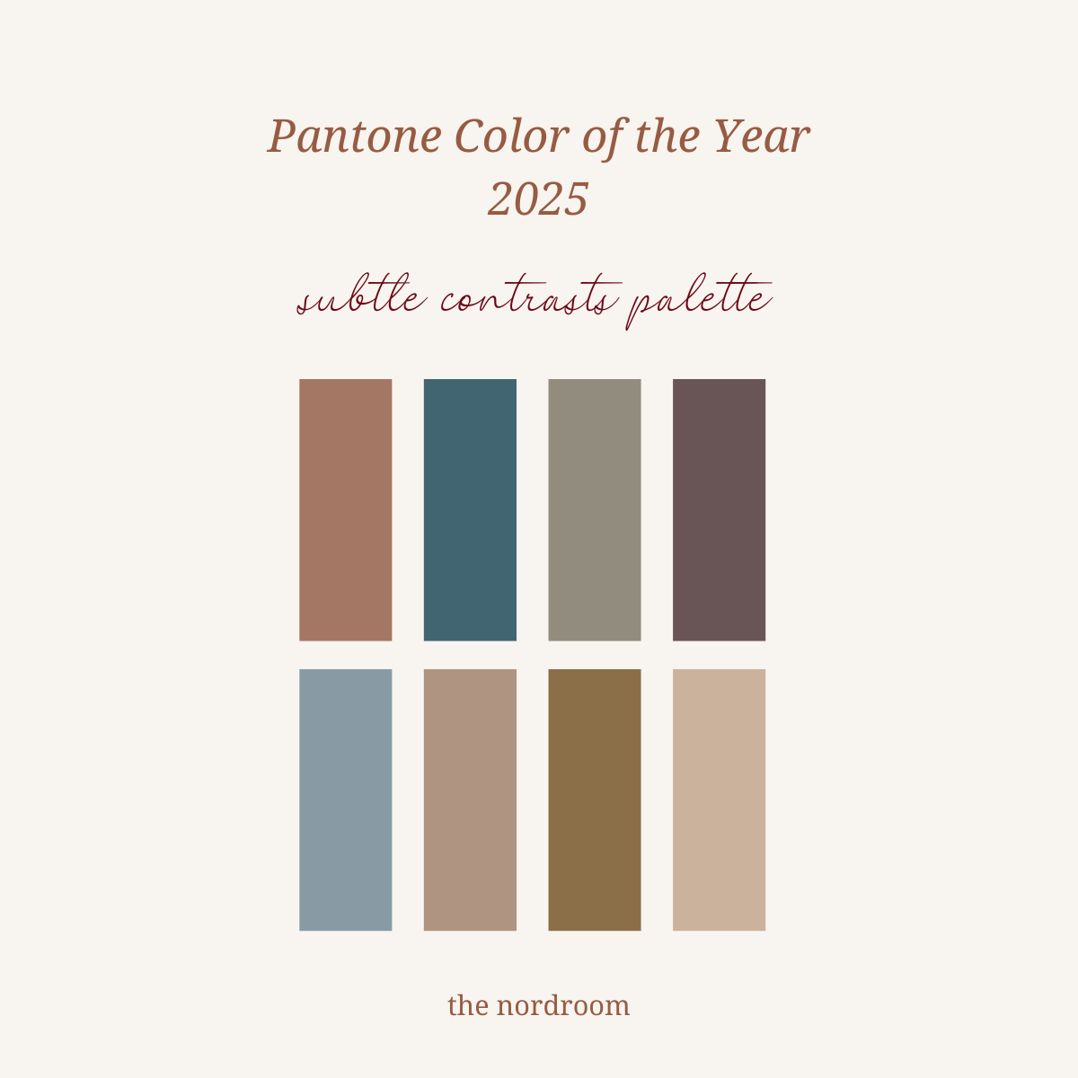Pantone Color of the Year 2025: Mocha Mousse Interior Inspiration 6 pantone suble constrasts color palette nordroom Pantone Color of the Year 2025: Mocha Mousse Interior Inspiration