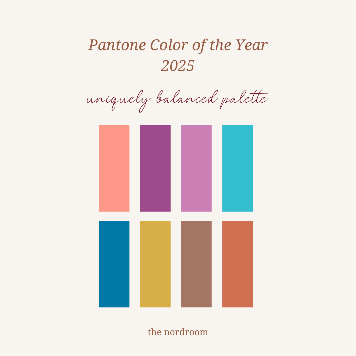 Pantone Color of the Year 2025: Mocha Mousse Interior Inspiration 4 pantone uniquely balanced color palette nordroom Pantone Color of the Year 2025: Mocha Mousse Interior Inspiration